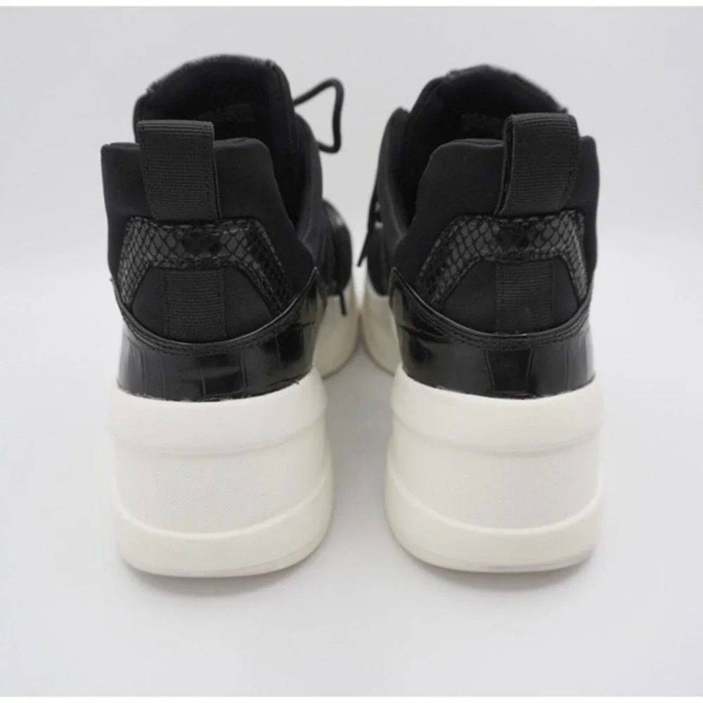 Michael Kors Olympia Trainer Black‎ Snake Embossed Platform Sneakers 11 36-16